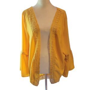 PRETTODAY Women's Summer Kimono Cardigans Mustard Size Large
